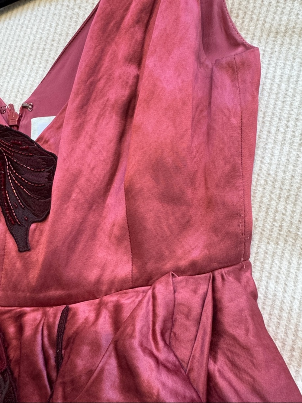 ERDEM Applique Floral Satin Midi Dress - Picture 15 of 16